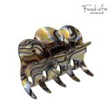 French Amie Crown Wave Small 2 12 Celluloid Handmade Non Slip Hair Claw Clip for Women, Made in France (Silver Onyx Grey)