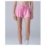 3 Pack Girls Flowy Shorts with Spandex Liner 2-in-1 Youth Butterfly Skirts for Fitness, Running, Sports (Set 2, Youth Small)