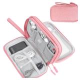 FYY Electronic Organizer, Electronic Accessories Carry Case Portable Waterproof Pouch Double Layers Storage Bag for Travel Cable, Cord, Charger, Phone, Earphone, Medium Size, Pink