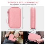 FYY Electronic Organizer, Electronic Accessories Carry Case Portable Waterproof Pouch Double Layers Storage Bag for Travel Cable, Cord, Charger, Phone, Earphone, Medium Size, Pink