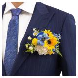 TINGE TIME Sunflower Boutonniere for Men Wedding,Groom and Pocket Boutonniere for Wedding, Prom, Homecoming, Anniversary, Graduation, Christmas Dinner