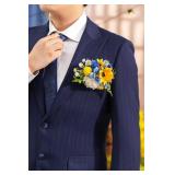 TINGE TIME Sunflower Boutonniere for Men Wedding,Groom and Pocket Boutonniere for Wedding, Prom, Homecoming, Anniversary, Graduation, Christmas Dinner