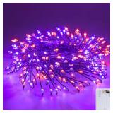 Fairy Lights Battery Operated, Twinkle String Lights Waterproof Silver Wire 5 Feet 60 Led Firecracker Starry Lights for DIY Wreath Party Bedroom Mason Jar Indoor Halloween Decoration, Orange and Purpl