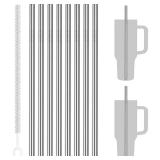 Tomorotec 8-Pack Stainless Steel Straws Fit for 40oz Stanley Tumblers, 12\ Metal Straws for Stanley Cup with 1 Brush, Reusable Drinking Straws for Smoothies, Milkshakes, Dishwasher Safe and BPA-Freein
