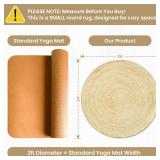 Asrug Faux Jute Round Rug Area Rug Washable Non-Slip Circle Rug 2ft Yellow Soft Touch Circle Rugs Round 24 inch61 cm for Kitchen Bathroom Living Bedroom Nursery, Carpet Low Pile