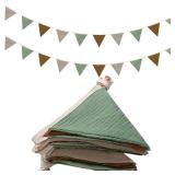 Oudain 2 Pcs Pennant Banner Flags Nursery Garland Triangle Bunting Flags Playroom Wall Decor Banner for Nursery Baby Shower Birthday Boho Wedding Party Event, Each 7.75 ft(Retro Color)