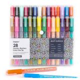 Grabie Acrylic Paint Pens Markers, 28 Colors, 0.7 mm, Extra Fine Tip Drawing Markers, Premium Paint Pens for Painting on Various Surface, Art Supplies, Set of 28