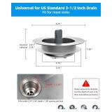 Hibbent Upgraded 3 in 1 Kitchen Sink Drain Strainer and Stopper Combo, Stainless Steel Metal Pop Up Sink Stopper, Anti-Clogging Basket with Foldable Handle for US Standard 3-12 Inch Drain