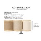 Vitalizart 100% Cotton Ribbon 1-1/2\" x 15 Yd Nude Beige Cream Handmade Frayed Fringe Fabric Ribbons for Gift Wrapping Wedding Invites Bridal Shower Bouquets Christmas Decorations