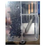 100PCS #6 x 5/8 Black Wood Screws, Flat Head Stainless Steel Sheet Metal Screws, Fast Self Tapping Screws for Deck Drywall Concrete Screws with Screwdriver Bit