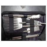Grill Daddy BBQ Tailgate Grill Accessories Set 6 Piece Full Size Barbeque Set Spatula Tongs Fork Spoon and Multitool Comes in Nice Carrying Case Great Gift Easy Storage