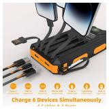 Durecopow Solar Charger Power Bank 20,000mAh, Portable Charger, 4 Cables 3 Ports Fast Charging External Battery Pack with USB C for Cell Phones, Solar Panel Charger with Dual Flashlight for Camping