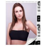 Boao Women Bandeau Bra Padded Strapless Bralette Bra Seamless Bandeau Tube Top(Large,Black, Light Caramel, Cream Coffee)