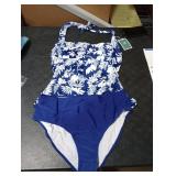 Eomenie Womens Halter Tankini Bathing Suit Ruched Tummy Control Two Piece Swimsuit with Bottom Large