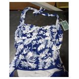 Eomenie Womens Halter Tankini Bathing Suit Ruched Tummy Control Two Piece Swimsuit with Bottom Large