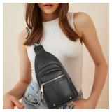 GAEKEAO Sling Bag for Women, Leather Crossbody Bags Fanny Packs for Women Cross Body Bag, Womens Small Crossbody Purse Chest Bag for Travel