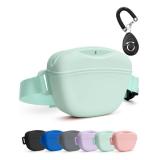 heouvo Dog Treat Pouch with Training Clicker, Upgrade Stronger Magnetic Closure to Avoid Spilling, 1.67 Cup Silicone Treat Bag Fanny Pack with Waist Belt for Pet Training Walking (Green)