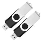 2 Pack 64GB USB Flash Drive USB 2.0 Thumb Drives Jump Drive Fold Storage Memory Stick Swivel Design - Black