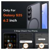 TOCOL for Samsung Galaxy S25 Case, Upgraded Full Camera Protection, Compatible with Magsafe, Drop Protection Slim Magnetic Matte Back Cover for Galaxy S25 6.2-Inch (Black)