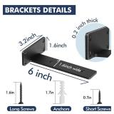 Starunder 6 Pack Floating Shelf Brackets, 6 Inch Heavy Duty Industrial Shelf Bracket, Black Metal L Brackets for Shelves Support DIY(1/5 Inch Thicked)