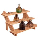 DBlosp Display Riser, Wooden 3 Tier Perfume Stand Organizer, Sturdiness Cupcake Stand Holder, Pure Wood Large Shelf for Party, Decoration and Organization