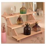 DBlosp Display Riser, Wooden 3 Tier Perfume Stand Organizer, Sturdiness Cupcake Stand Holder, Pure Wood Large Shelf for Party, Decoration and Organization