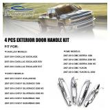 Nakuuly Exterior Chrome Door Handle 3 PCS Front Rear Driver & Passenger Compatible with 2007-2014 Cadillac Escalade Chevy Avalanche Silverado Suburban GMC Sierra Yukon OE # 22738722 22738721 20828258