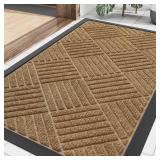 Smiry Front Door Mat Outside Entrance, Heavy Duty Outdoor Indoor Natural Rubber Doormat, Non Slip, Trap Dirt and Moisture, Easy Clean, Low Profile Patio Porch Entryway Mat, 29.5x17, Coffee