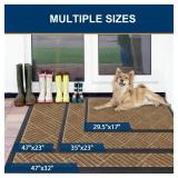 Smiry Front Door Mat Outside Entrance, Heavy Duty Outdoor Indoor Natural Rubber Doormat, Non Slip, Trap Dirt and Moisture, Easy Clean, Low Profile Patio Porch Entryway Mat, 29.5x17, Coffee