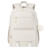 WINDARS Backpacks for Girls, 15.6 Inch School Bag Cute Waterproof Laptop Bookbag Large College Backpack for Teen Women Students Anti Theft Travel Daypack, Beige