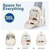 WINDARS Backpacks for Girls, 15.6 Inch School Bag Cute Waterproof Laptop Bookbag Large College Backpack for Teen Women Students Anti Theft Travel Daypack, Beige