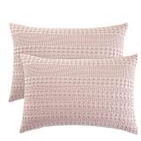 PHF 100% Cotton Waffle Pillow Shams Standard Size, 2 Pack 20 x 26 Soft Skin-Friendly Pillowcases, No Filling, Aesthetic Woven and Breathable Waffle Weave Pillow Case Covers for Bed, Pink