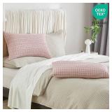 PHF 100% Cotton Waffle Pillow Shams Standard Size, 2 Pack 20 x 26 Soft Skin-Friendly Pillowcases, No Filling, Aesthetic Woven and Breathable Waffle Weave Pillow Case Covers for Bed, Pink