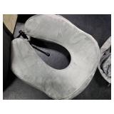urnexttour Travel Pillow and Blanket Set Neck Pillows Travel Essentials with Sleep Mask for Airplane Car Memory Foam Grey