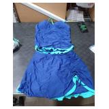 Daci Navy and Blue Women Tankini Swimsuits with Skirt - Two Piece Tummy Control Skirted 2PC Bathing Suits Swimwear M