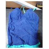 Daci Navy and Blue Women Tankini Swimsuits with Skirt - Two Piece Tummy Control Skirted 2PC Bathing Suits Swimwear M