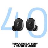Skullcandy Grind Wireless Earbuds, Bluetooth Headphones, Up to 40 Hours Battery, Noise Isolating Fit, Microphone for iPhone Android, Customizable via Skull-iQ App - True Black