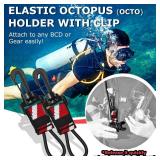 OVOVFANY 2Pack Scuba Octopus (Octo) Holder, Diving 2nd Stage Regulator Keeper Mouthpiece Retainer with Elastic Loop and 360° Swivel Snap Clip for Attach to BCD Easily