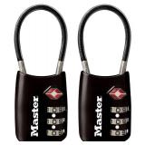 Master Lock Padlock, Set Your Own Combination TSA Locks for Luggage, Travel Zipper Lock with Cable Shackle is 1-3/16 in. Wide, Colors May Vary, 4688T, 2 Count (Pack of 1)