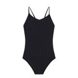 Kanu Surf Girls, Hurricane Beach Sport UPF 50 One Piece Swimsuit, Drop Needle Solid Black, 8