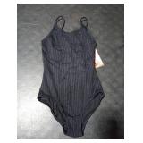 Kanu Surf Girls, Hurricane Beach Sport UPF 50 One Piece Swimsuit, Drop Needle Solid Black, 8