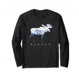 Alaska Day Moose Snowy Mountain Alaskan Tourist or Resident Long Sleeve T-Shirt Small Grey