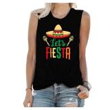 TIEEI Cinco De Mayo Shirts for Women Mexican Fiesta Vest Sombrero Sleeveless Tee Tops Small