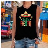 TIEEI Cinco De Mayo Shirts for Women Mexican Fiesta Vest Sombrero Sleeveless Tee Tops Small