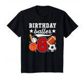 Kids 6th Birthday Sports Birthday Party Six Year Old Boy T-Shirt S