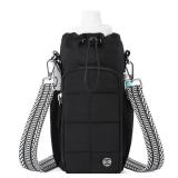 Telena Water Bottle Holder with Strap 40 oz Crossbody Water Bottle Bags for Women Men Walking, Running Black