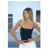 SUUKSESS Women Sexy Square Neck Thong Bodysuit Backless Sleeveless Cami Body Suit Top (Black, XS)