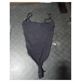 SUUKSESS Women Sexy Square Neck Thong Bodysuit Backless Sleeveless Cami Body Suit Top (Black, XS)