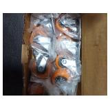 1.5 Inch Casters, ASHGOOB Caster Wheels/Casters Set of 8, 360° Swivel Universal Plate Caster Wheels for Storage Box/Small Furniture/Kitchen Appliances, Orange Polyurethane (PU) Castors (8 Pack)
