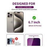 Ifaeveus  Privacy Screen Protector for iPhone 15 Pro Max Tempered Glass for 15 ProMax 6.7inch Private Saver Anti-Spy Anti-Blue Light Eye Protection Anti-Scratch Full Coverage ONLY ONE